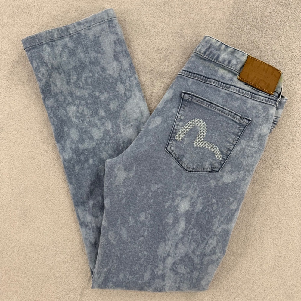 Vintage Evisu Womens Size 28 Acid Wash Skinny Jeans Korean Edition Y2K Denim